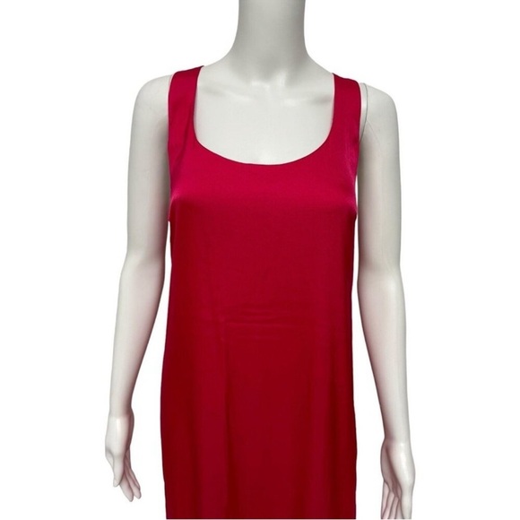 BCBG Max Azria Women’s Sleeveless Elegant Bright Pink Satin Maxi Dress - Picture 2 of 15